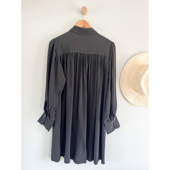 Madewell | NWT | Relaxed Button-Front Mini Dress in True Black | Sz S - Picture 10 of 11